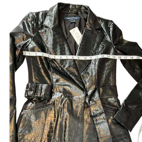 French Connection Clancy Belted Mini Dress Blackout Size 4 NWT Two Side Pockets - Picture 12 of 16